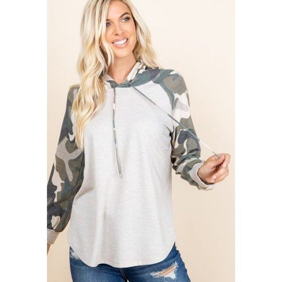 Solid French Terry Casual Hoodie - Picture 3 of 7